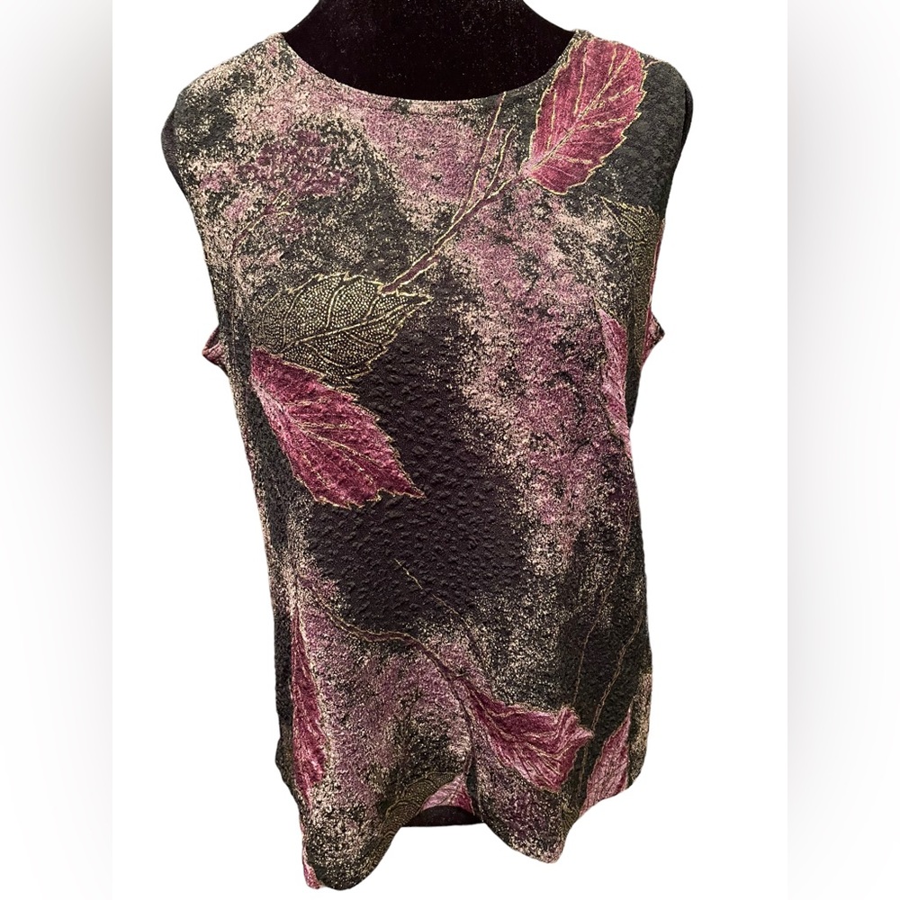 N Touch Vintage 90s Whimsygoth Autumn Fall Moody Artsy Witchy Leaf Stretch Top